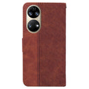 For Huawei P50 Geometric Embossed Leather Phone Case(Brown)