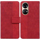 For Huawei P50 Geometric Embossed Leather Phone Case(Red)