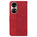 For Huawei P50 Geometric Embossed Leather Phone Case(Red)