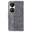 For Huawei P50 Pro Geometric Embossed Leather Phone Case(Grey)