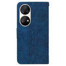 For Huawei P50 Pro Geometric Embossed Leather Phone Case(Blue)