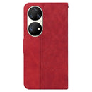 For Huawei P50 Pro Geometric Embossed Leather Phone Case(Red)