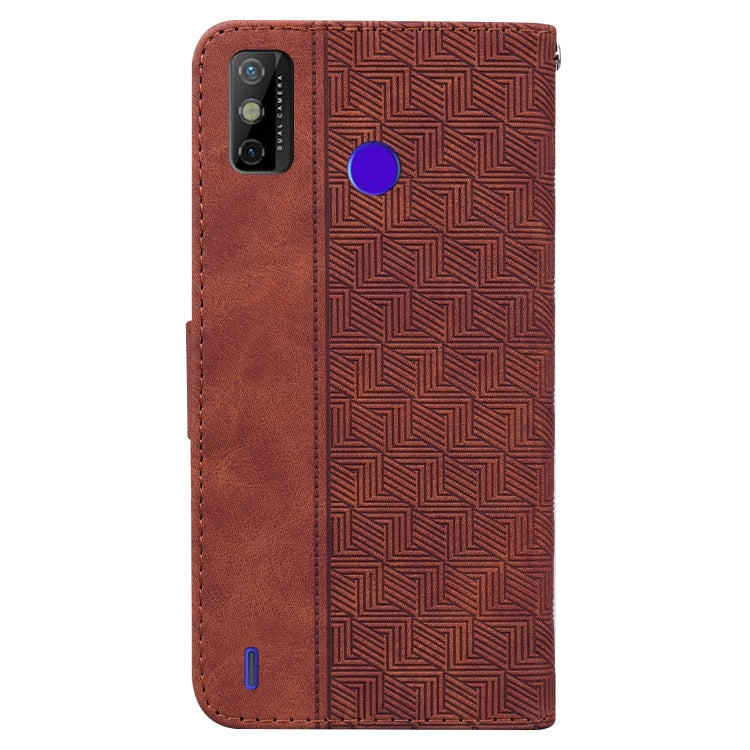 For Tecno Spark Go 2020 / Spark 6 Go Geometric Embossed Leather Phone Case(Brown)