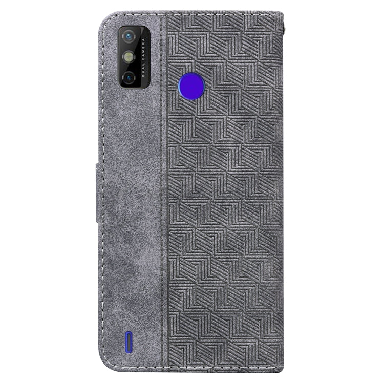 For Tecno Spark Go 2020 / Spark 6 Go Geometric Embossed Leather Phone Case(Grey)