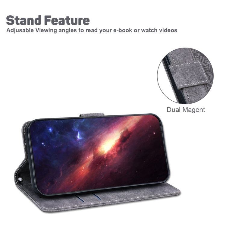 For Tecno Spark Go 2020 / Spark 6 Go Geometric Embossed Leather Phone Case(Grey)
