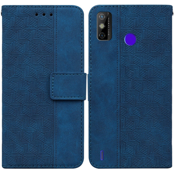 For Tecno Spark Go 2020 / Spark 6 Go Geometric Embossed Leather Phone Case(Blue)