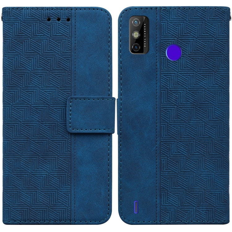 For Tecno Spark Go 2020 / Spark 6 Go Geometric Embossed Leather Phone Case(Blue)