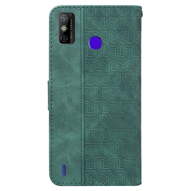 For Tecno Spark Go 2020 / Spark 6 Go Geometric Embossed Leather Phone Case(Green)