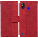 For Tecno Spark Go 2020 / Spark 6 Go Geometric Embossed Leather Phone Case(Red)