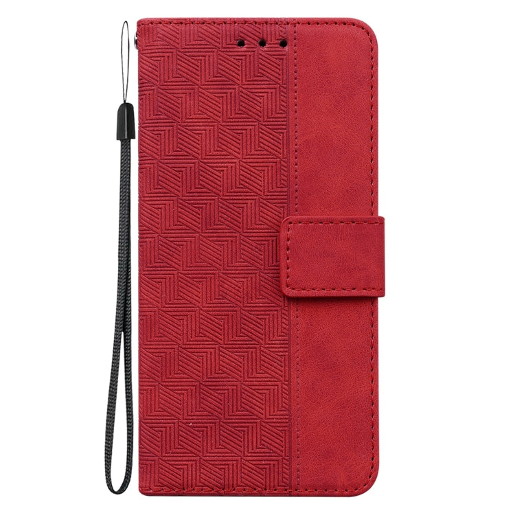 For Tecno Spark Go 2020 / Spark 6 Go Geometric Embossed Leather Phone Case(Red)
