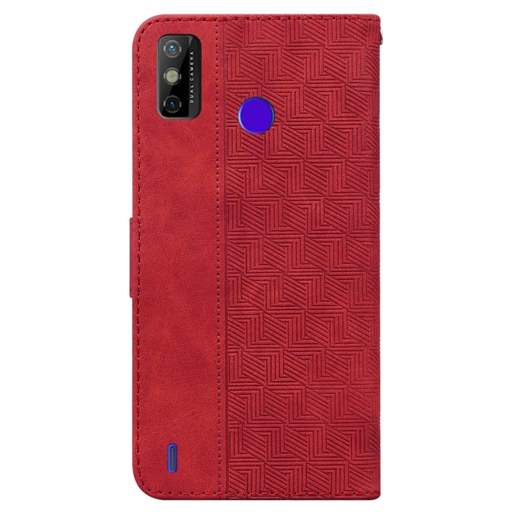 For Tecno Spark Go 2020 / Spark 6 Go Geometric Embossed Leather Phone Case(Red)