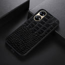 For Huawei P50 Crocodile Top Layer Cowhide Leather Phone Case(Black)