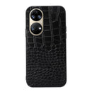 For Huawei P50 Crocodile Top Layer Cowhide Leather Phone Case(Black)