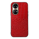 For Huawei P50 Crocodile Top Layer Cowhide Leather Phone Case(Red)