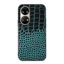 For Huawei P50 Crocodile Top Layer Cowhide Leather Phone Case(Cyan Blue)