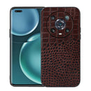 For Honor Magic4 Pro Crocodile Top Layer Cowhide Leather Phone Case(Coffee)