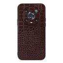 For Honor Magic4 Pro Crocodile Top Layer Cowhide Leather Phone Case(Coffee)