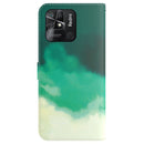 For Xiaomi Redmi 10C Watercolor Pattern Horizontal Flip Leather Phone Case(Cyan Green)
