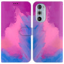 For Motorola Moto G22 Watercolor Pattern Horizontal Flip Leather Phone Case(Purple Red)