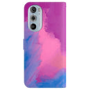 For Motorola Moto G22 Watercolor Pattern Horizontal Flip Leather Phone Case(Purple Red)