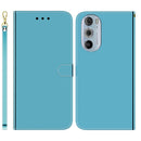 For Motorola Edge 30 Pro Imitated Mirror Surface Horizontal Flip Leather Phone Case(Blue)