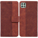 For Samsung Galaxy A22 5G Geometric Embossed Leather Phone Case(Brown)