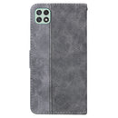 For Samsung Galaxy A22 5G Geometric Embossed Leather Phone Case(Grey)