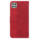 For Samsung Galaxy A22 5G Geometric Embossed Leather Phone Case(Red)