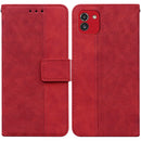 For Samsung Galaxy A03 164mm Geometric Embossed Leather Phone Case(Red)