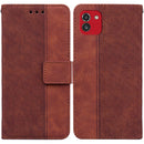 For Samsung Galaxy A03 166mm Geometric Embossed Leather Phone Case(Brown)