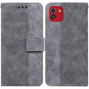 For Samsung Galaxy A03 166mm Geometric Embossed Leather Phone Case(Grey)