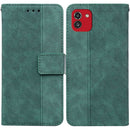 For Samsung Galaxy A03 166mm Geometric Embossed Leather Phone Case(Green)