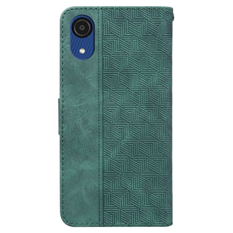 For Samsung Galaxy A03 Core Geometric Embossed Leather Phone Case(Green)
