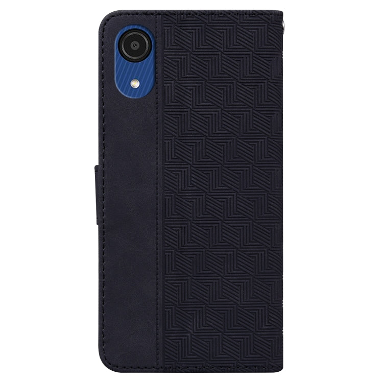 For Samsung Galaxy A03 Core Geometric Embossed Leather Phone Case(Black)