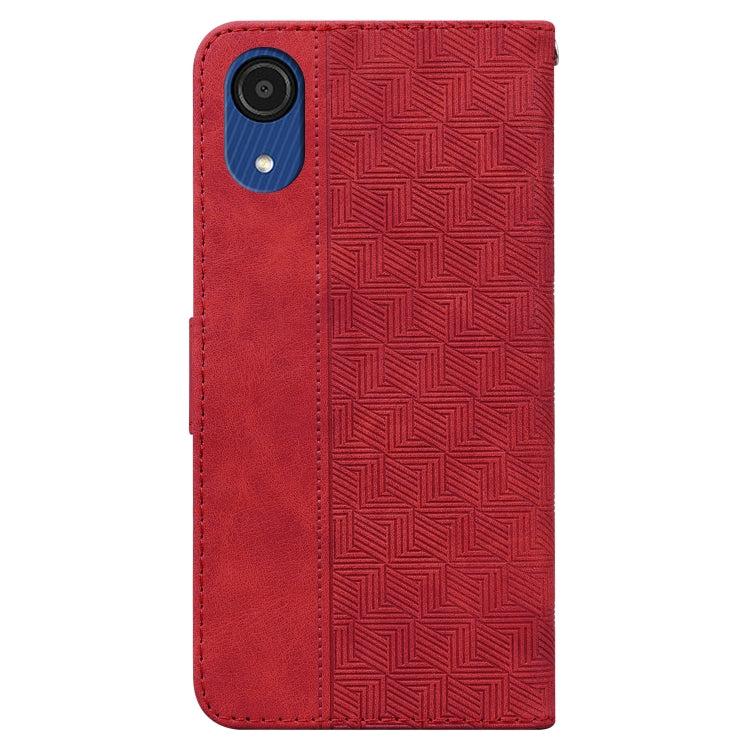For Samsung Galaxy A03 Core Geometric Embossed Leather Phone Case(Red)