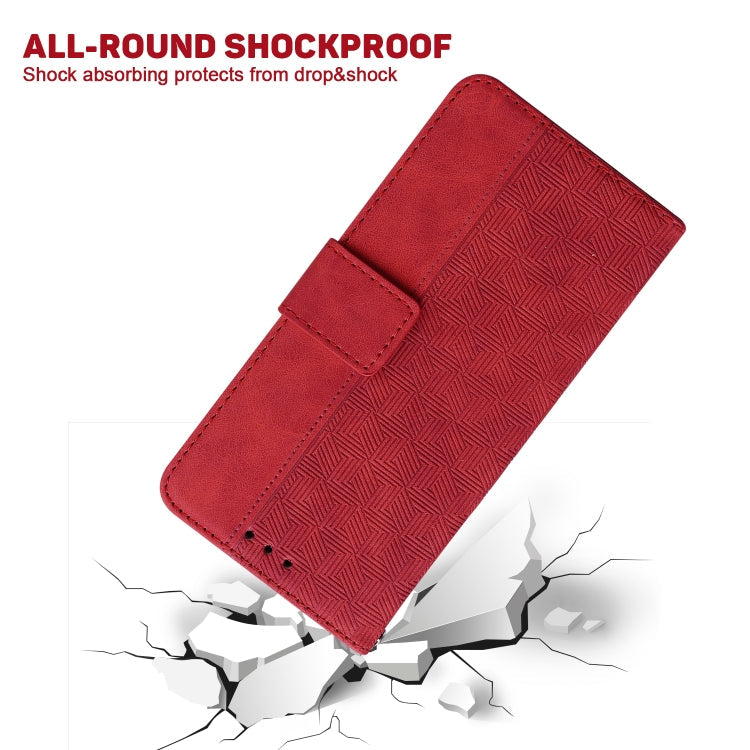 For Samsung Galaxy A03 Core Geometric Embossed Leather Phone Case(Red)