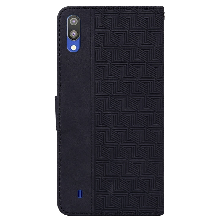 For Samsung Galaxy A10 / M10 Geometric Embossed Leather Phone Case(Black)