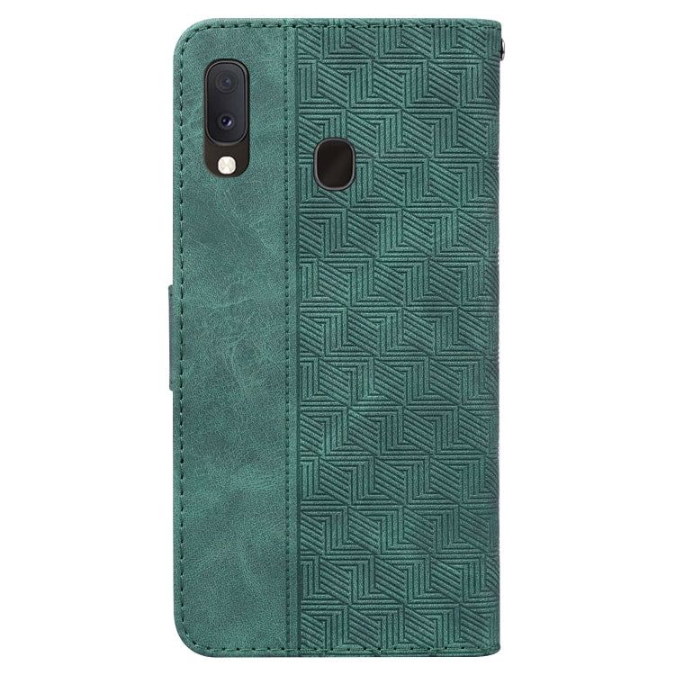 For Samsung Galaxy A10e / A20e Geometric Embossed Leather Phone Case(Green)