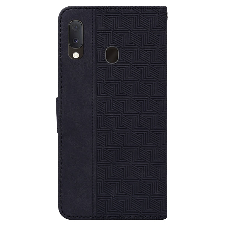 For Samsung Galaxy A10e / A20e Geometric Embossed Leather Phone Case(Black)