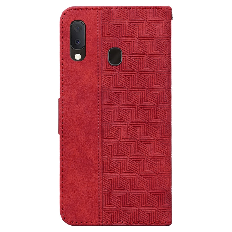 For Samsung Galaxy A10e / A20e Geometric Embossed Leather Phone Case(Red)