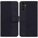 For Samsung Galaxy A13 4G Geometric Embossed Leather Phone Case(Black)