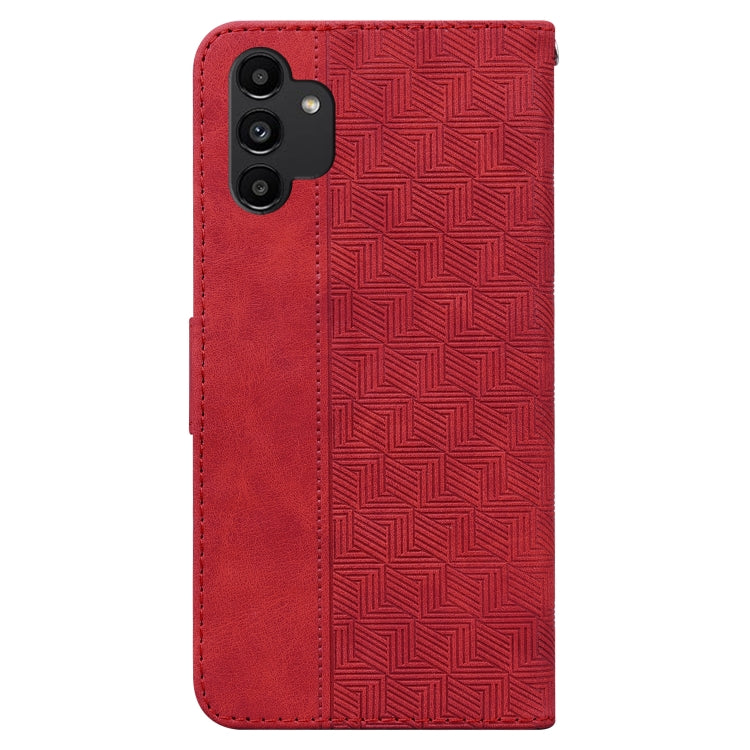 For Samsung Galaxy A13 4G Geometric Embossed Leather Phone Case(Red)
