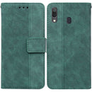 For Samsung Galaxy A20 / A30 Geometric Embossed Leather Phone Case(Green)