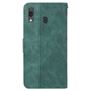 For Samsung Galaxy A20 / A30 Geometric Embossed Leather Phone Case(Green)
