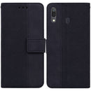 For Samsung Galaxy A20 / A30 Geometric Embossed Leather Phone Case(Black)