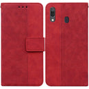 For Samsung Galaxy A20 / A30 Geometric Embossed Leather Phone Case(Red)