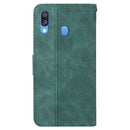 For Samsung Galaxy A40 Geometric Embossed Leather Phone Case(Green)