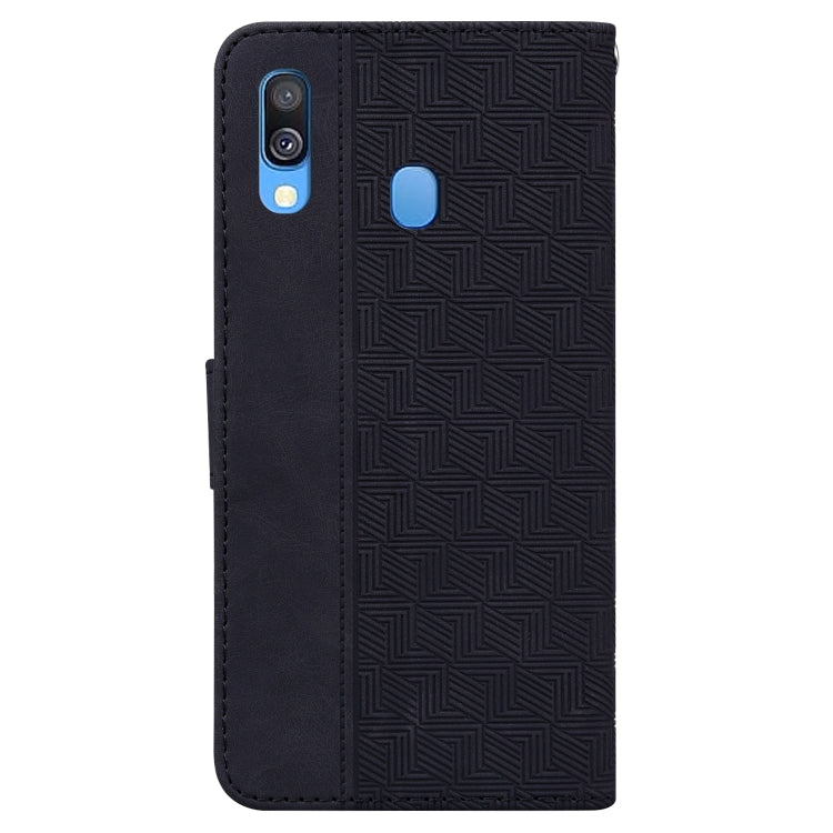 For Samsung Galaxy A40 Geometric Embossed Leather Phone Case(Black)