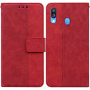 For Samsung Galaxy A40 Geometric Embossed Leather Phone Case(Red)