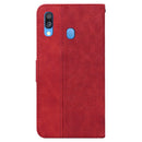 For Samsung Galaxy A40 Geometric Embossed Leather Phone Case(Red)